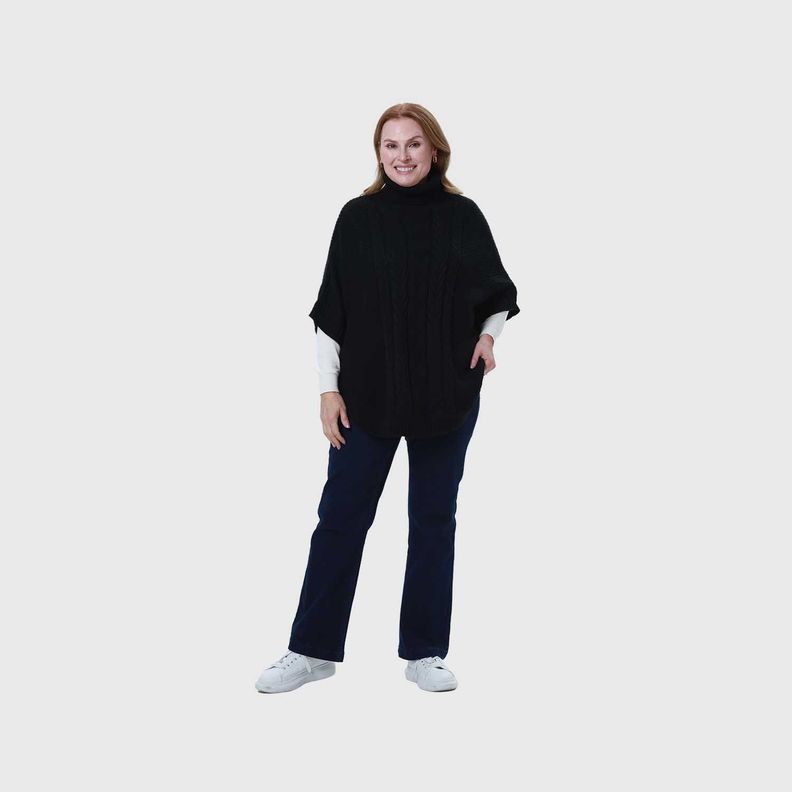 Sweater Mujer Poncho Negro Iv Fsp-3