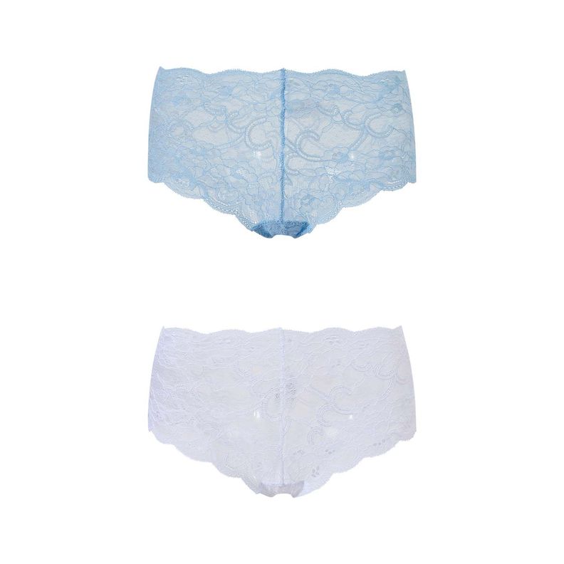 Calzón Mujer Pantaleta Bipack Full Encaje Celeste Fsp-0