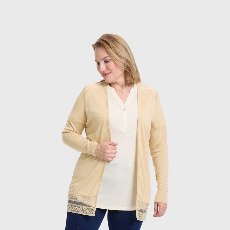 Polera Mujer Encaje Beige Fashion's Park-1