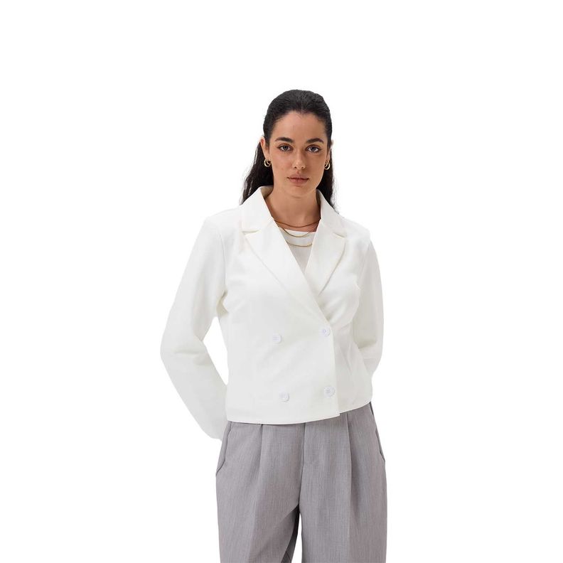 Blazer Mujer Cruzado 4 Botones Crudo Fashion's Park-0