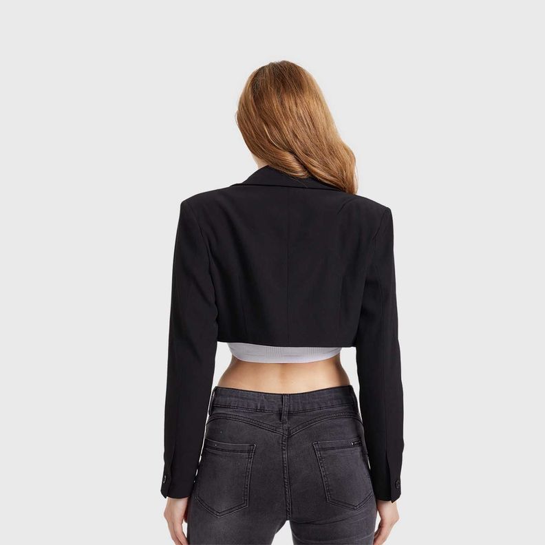Blazer Mujer Hebillas Crop Negro Fashion's Park-2