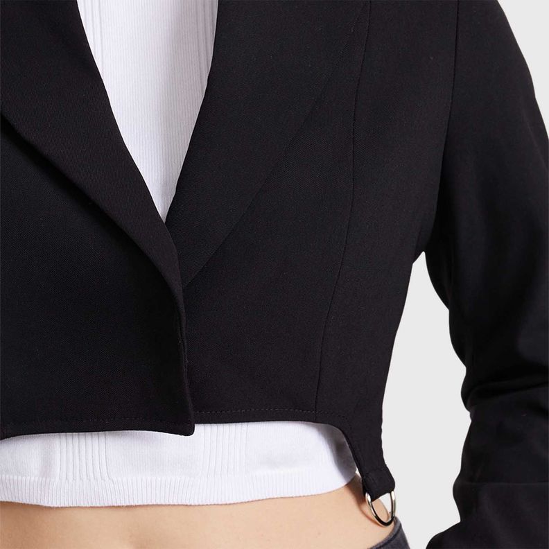 Blazer Mujer Hebillas Crop Negro Fashion's Park-3