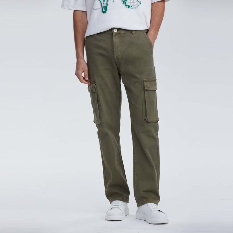 Jeans Hombre Cargo Lavado Verde-0