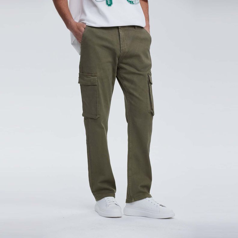 Jeans Hombre Cargo Lavado Verde-1