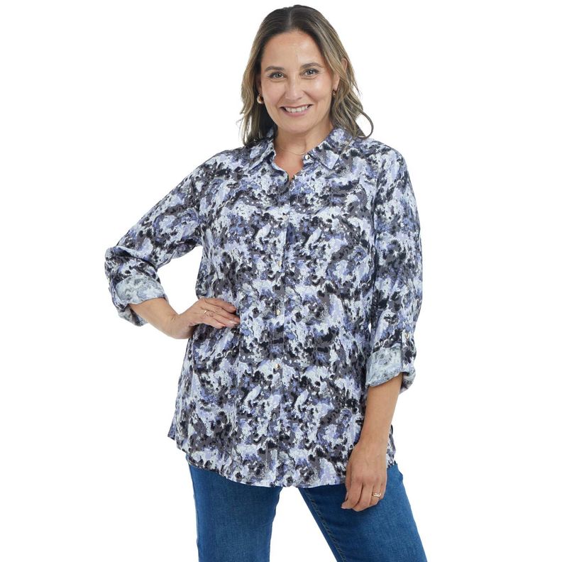 Blusa Mujer Lisa Estampada Negro / Blanco-0