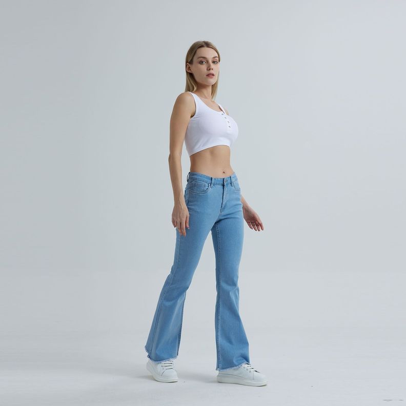Jeans Mujer Flare Monse Celeste-3