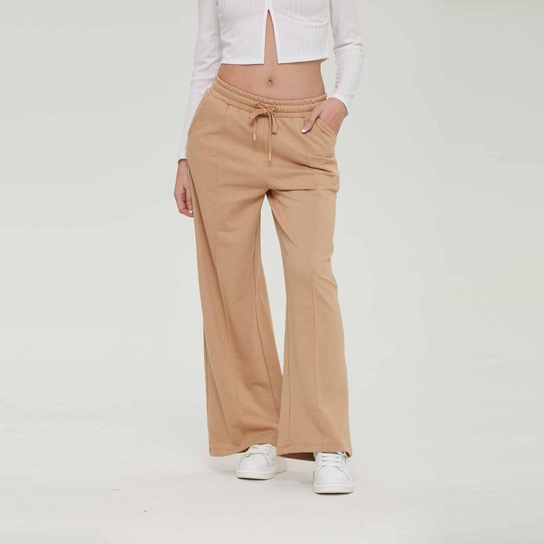 Pantalón Buzo Mujer Flare Café Claro Fashion´s Park-0