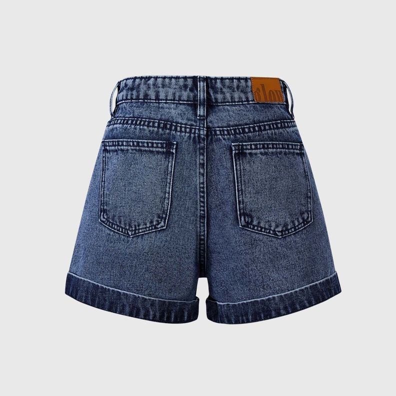 Short Niña Tiro Alto Con Tachas Azul Fashion's Park-1