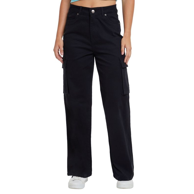 Pantalón Palazzo Corte Negro Mujer-0