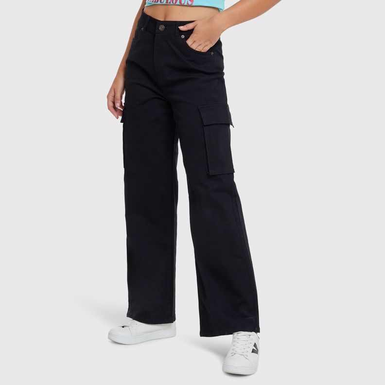 Pantalón Palazzo Corte Negro Mujer-1