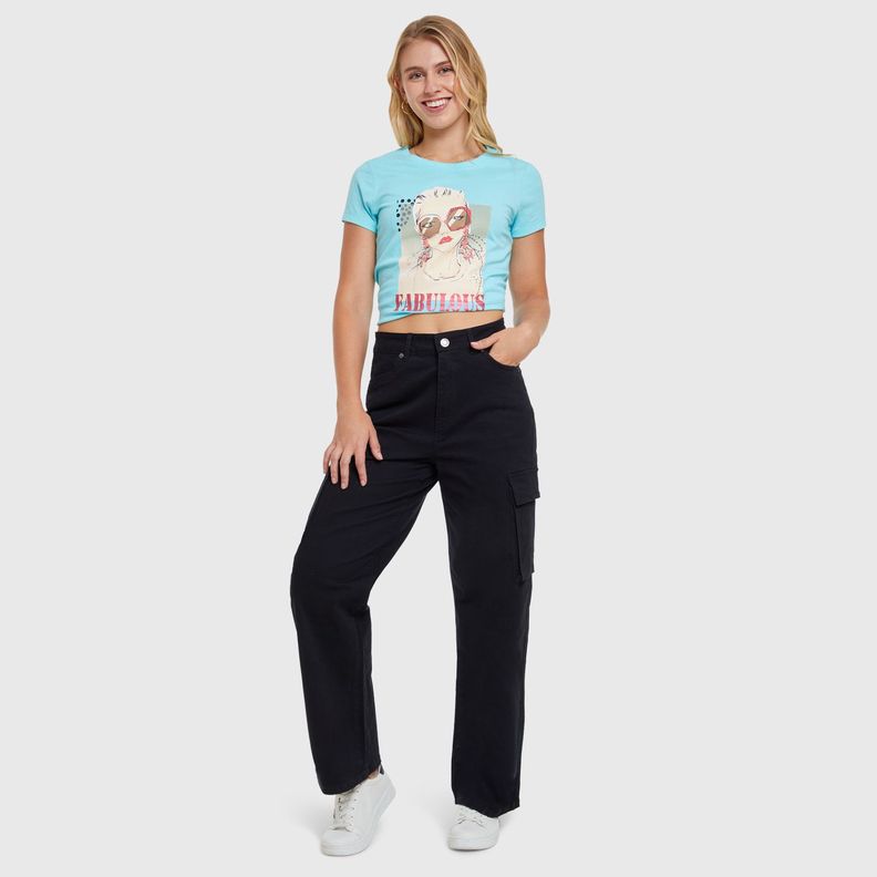 Pantalón Palazzo Corte Negro Mujer-3