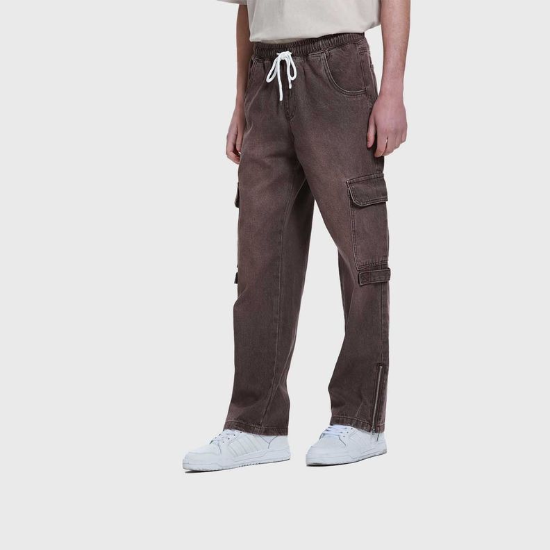 Jeans Hombre Cargo Recto Cafe-1
