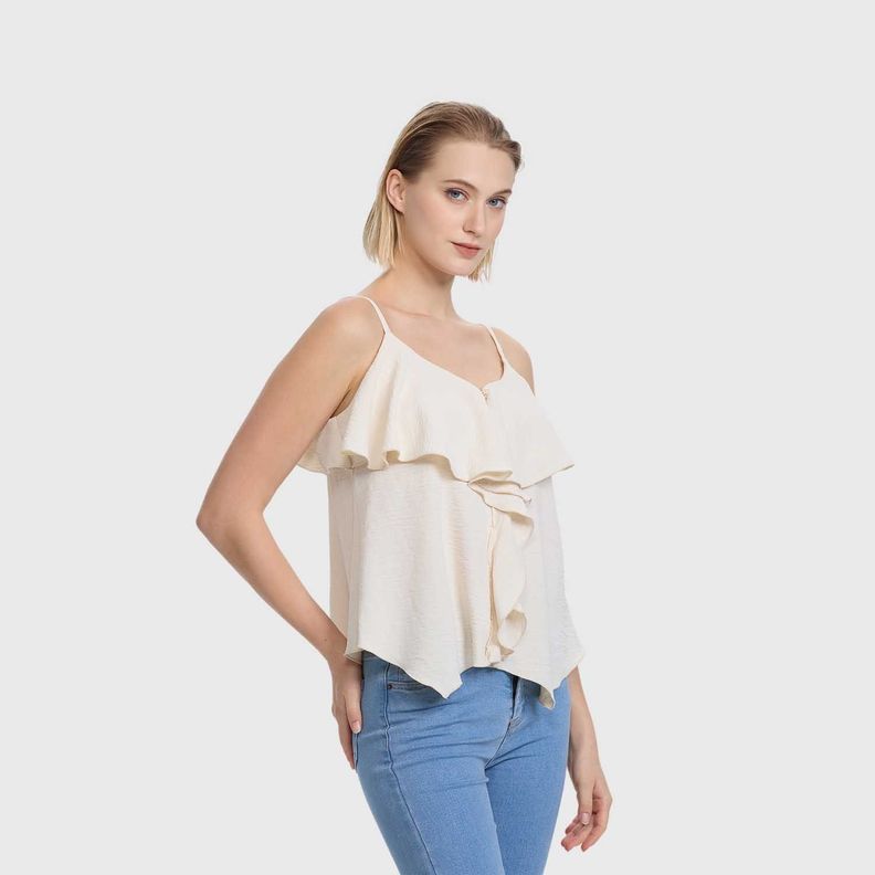Polera Mujer Peto Pabilo Vuelos Delanteros Arena Fsp-1