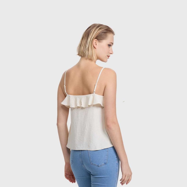 Polera Mujer Peto Pabilo Vuelos Delanteros Arena Fsp-2