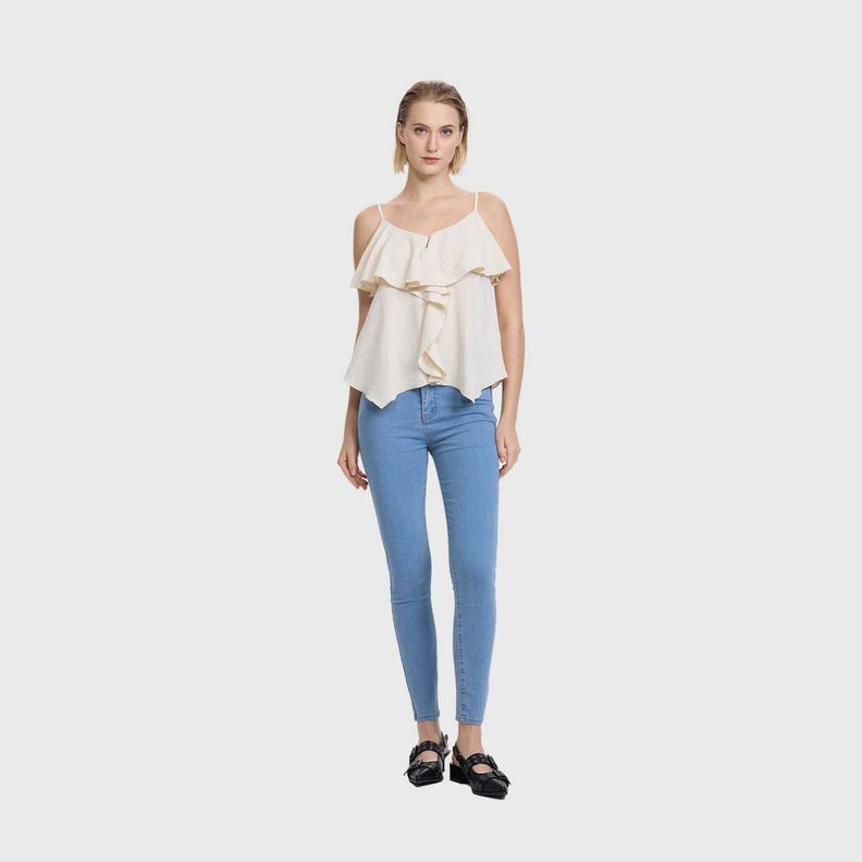Polera Mujer Peto Pabilo Vuelos Delanteros Arena Fsp-3