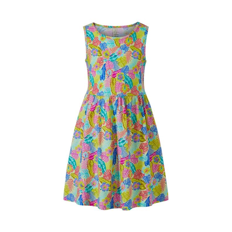 Vestido Niña Full Print Verde Claro Fashion's Park-0