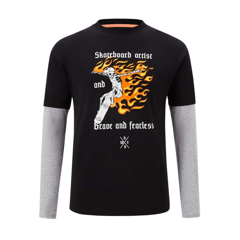 Polera Niño Oversize Doblemanga Negro Fashion's Park-0