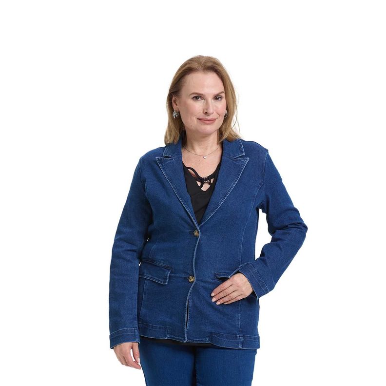 Blazer Mujer Abotonado Azul Fashion's Park-0