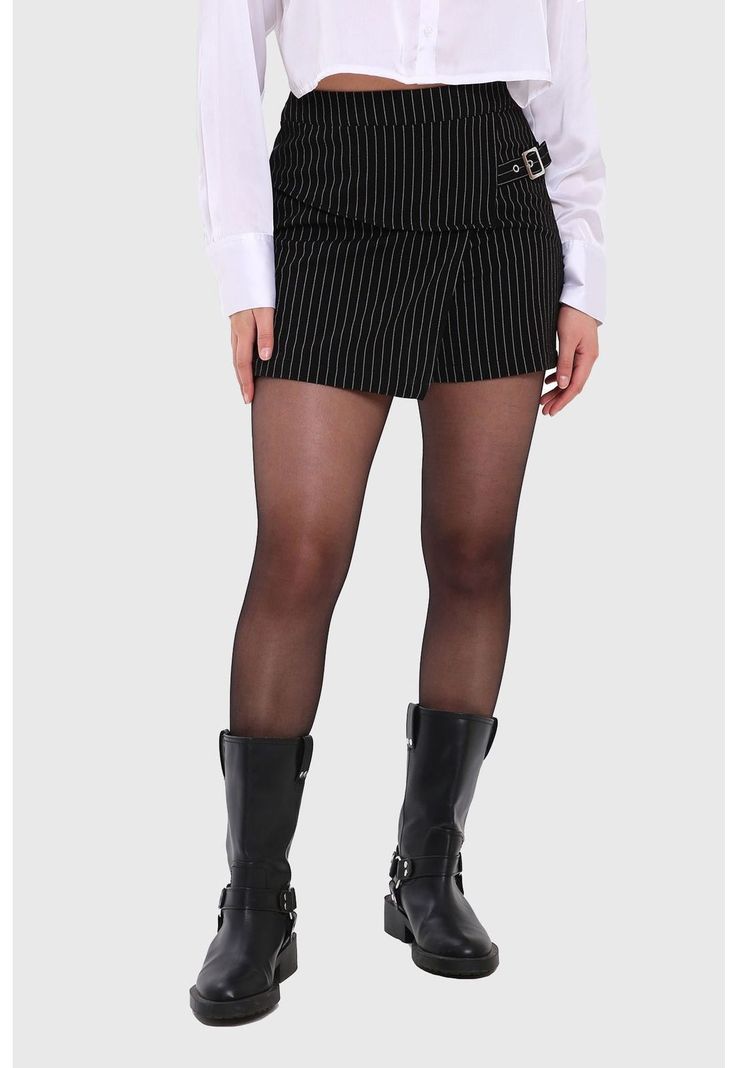 Falda Mujer Listada Negro