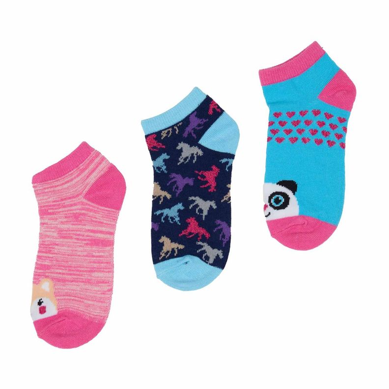 Calceta Niña Tripack Full Print Fucsia-0