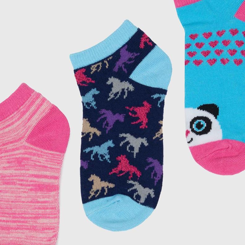 Calceta Niña Tripack Full Print Fucsia-1