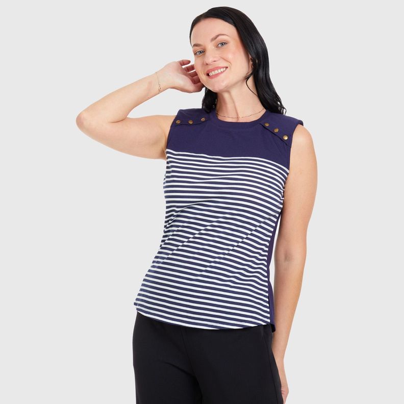 Polera Aplicación Azul Mujer-1