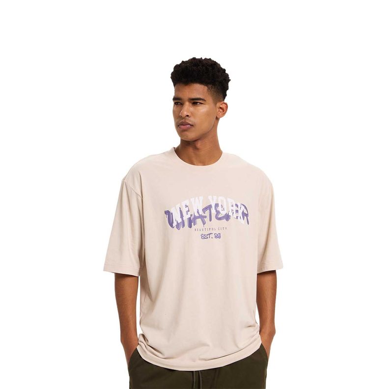 Polera Hombre College Graffiti Beige Fashion's Park-0