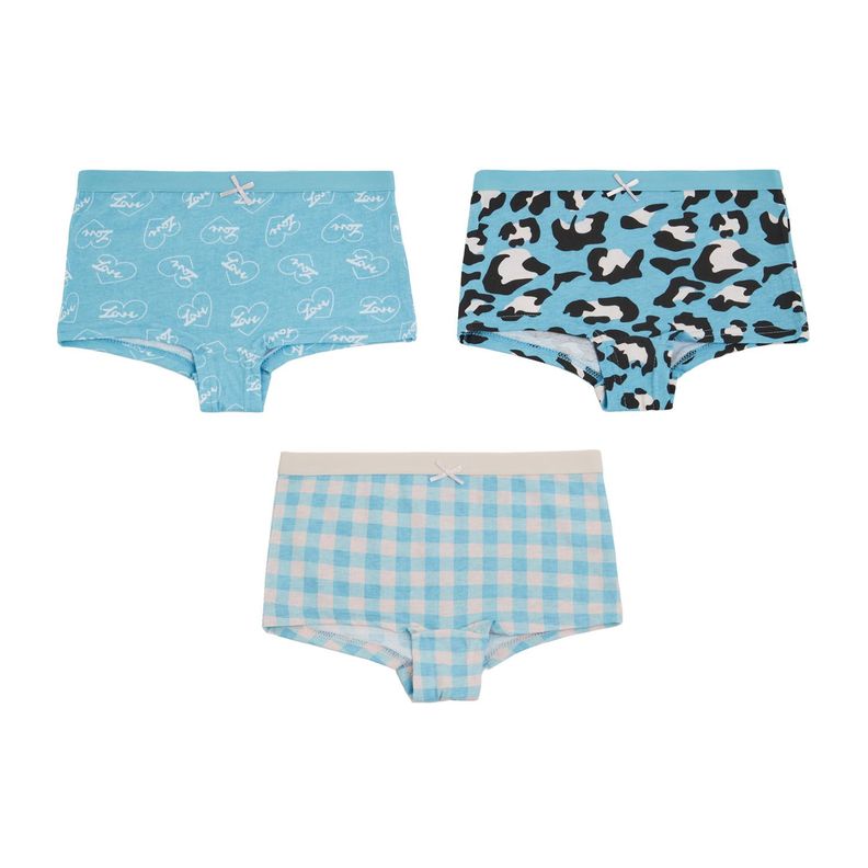 Calzón Tripack Pantaleta Print Celeste Niña-0