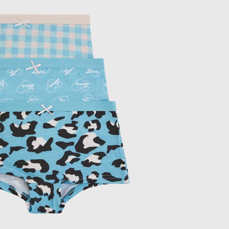 Calzón Tripack Pantaleta Print Celeste Niña-1
