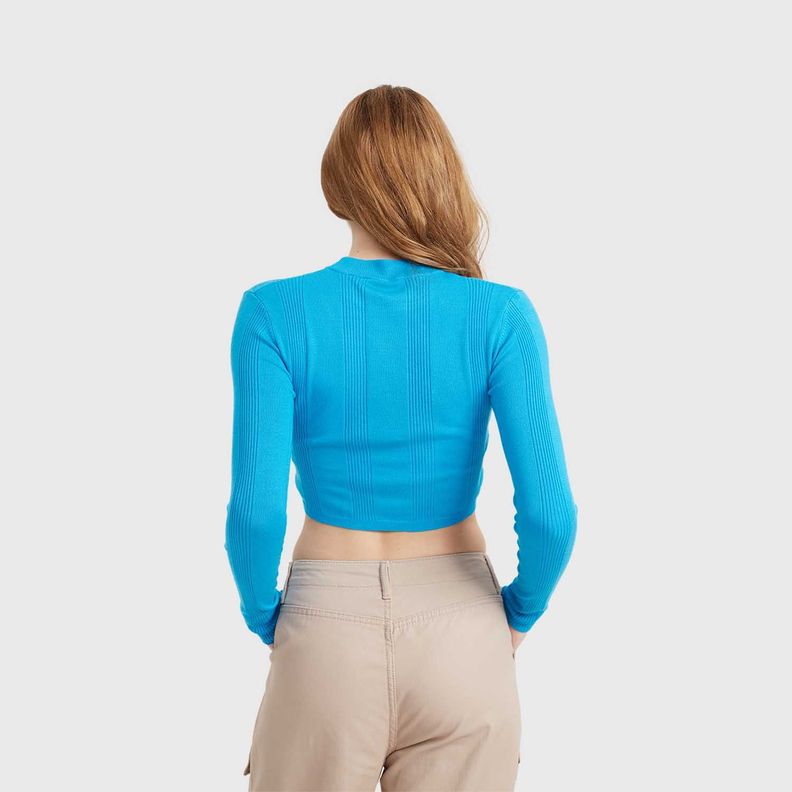 Sweater Mujer Crop Azul Claro Fashion's Park-2