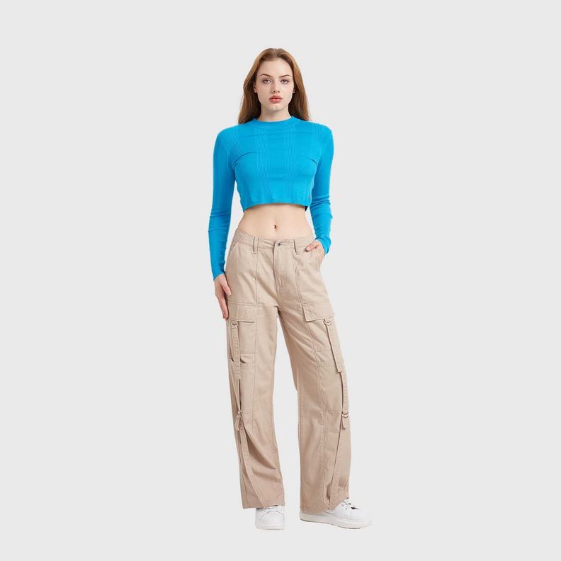 Sweater Mujer Crop Azul Claro Fashion's Park-3