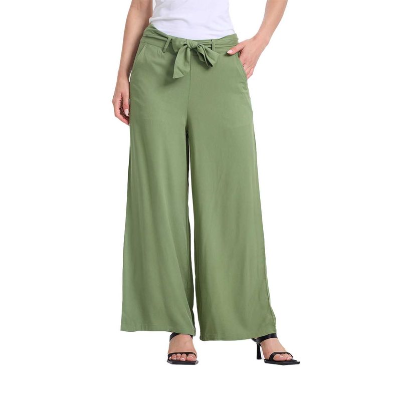Pantalón Mujer Palazzo Pretina Verde Militar Fashion's Park-0