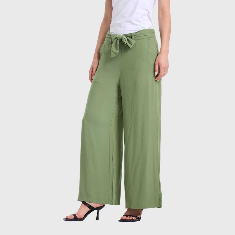 Pantalón Mujer Palazzo Pretina Verde Militar Fashion's Park-1