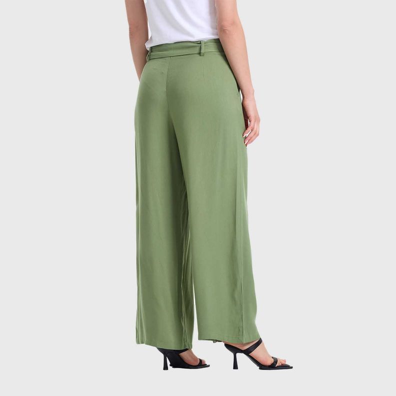 Pantalón Mujer Palazzo Pretina Verde Militar Fashion's Park-2