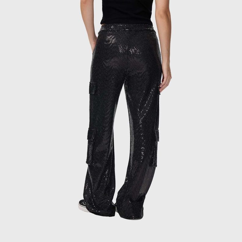 Pantalón Mujer Lentejuelas Cargo Negro Fashion's Park-2