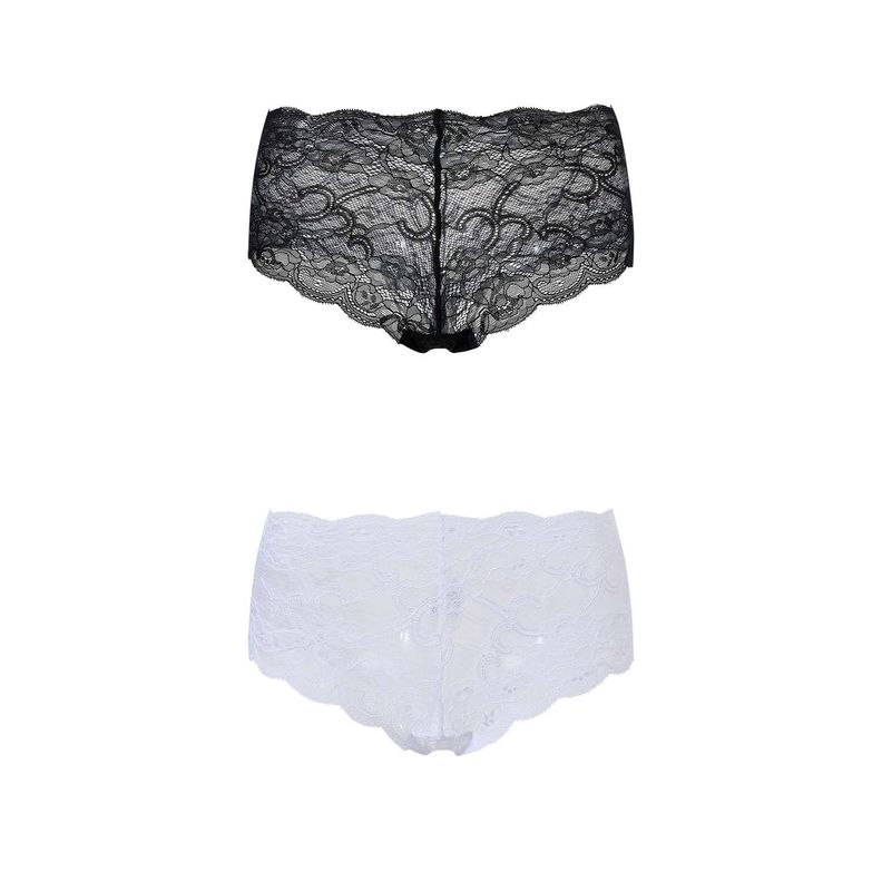 Calzón Mujer Pantaleta Bipack Full Encaje Blanco Fsp-0