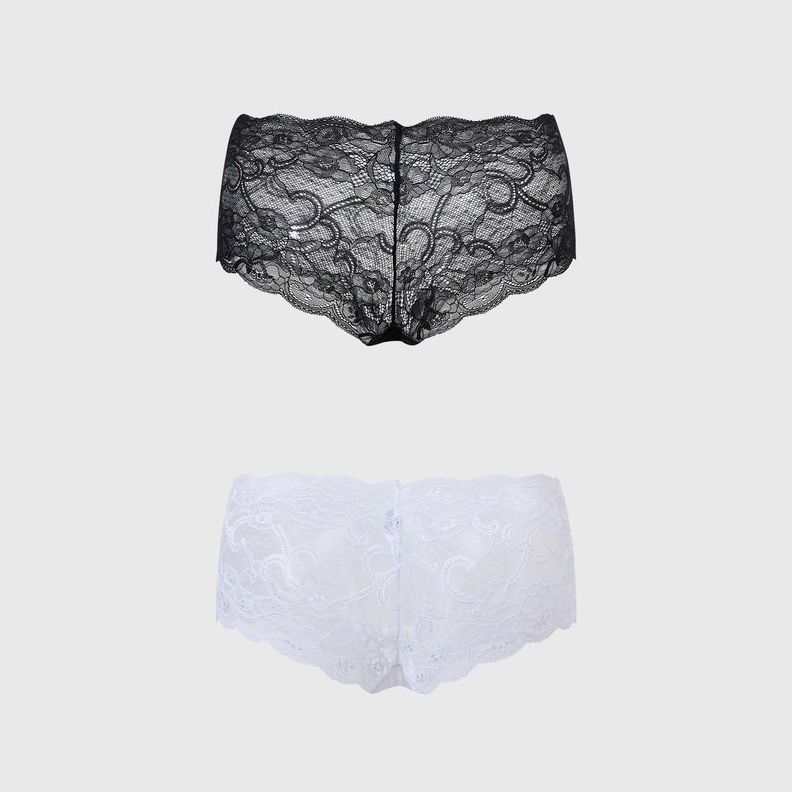 Calzón Mujer Pantaleta Bipack Full Encaje Blanco Fsp-1