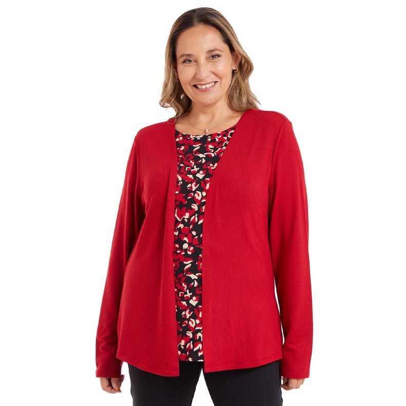 Sweater Mujer Cerrado Rojo Oscuro-0