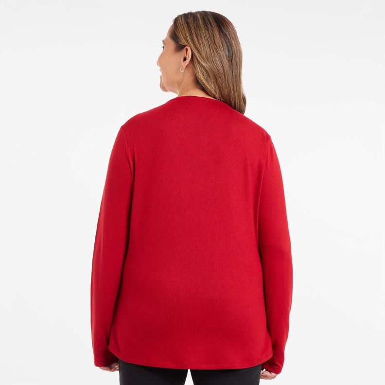 Sweater Mujer Cerrado Rojo Oscuro-2