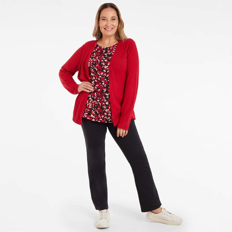 Sweater Mujer Cerrado Rojo Oscuro-3