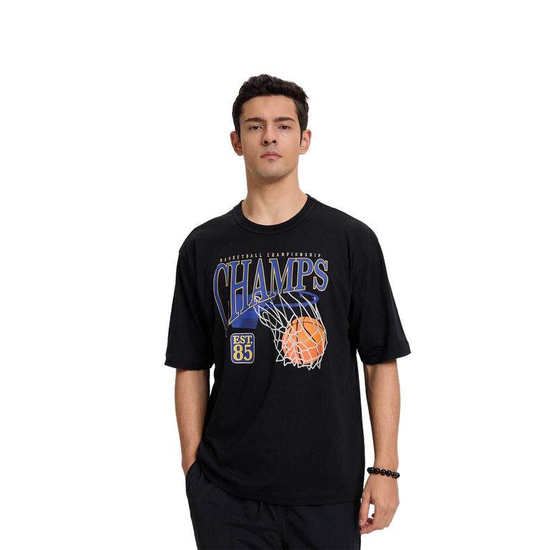 Polera Hombre Print Posicional Negro Fashion's Park-0