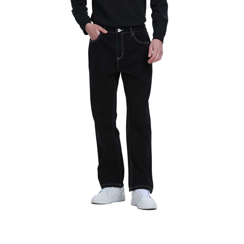 Jeans Hombre Wide Leg Costura Negro-0