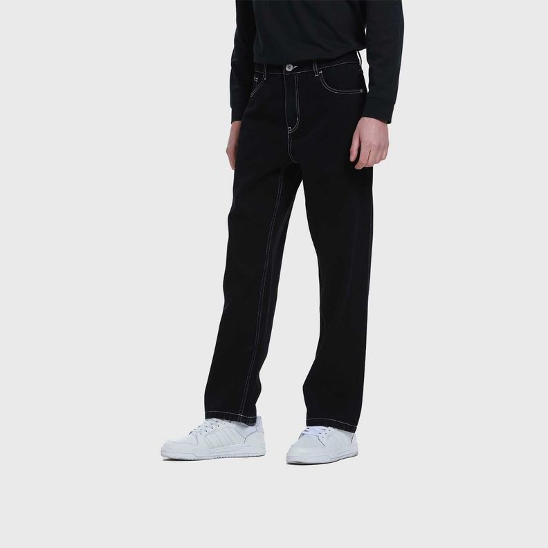 Jeans Hombre Wide Leg Costura Negro-1