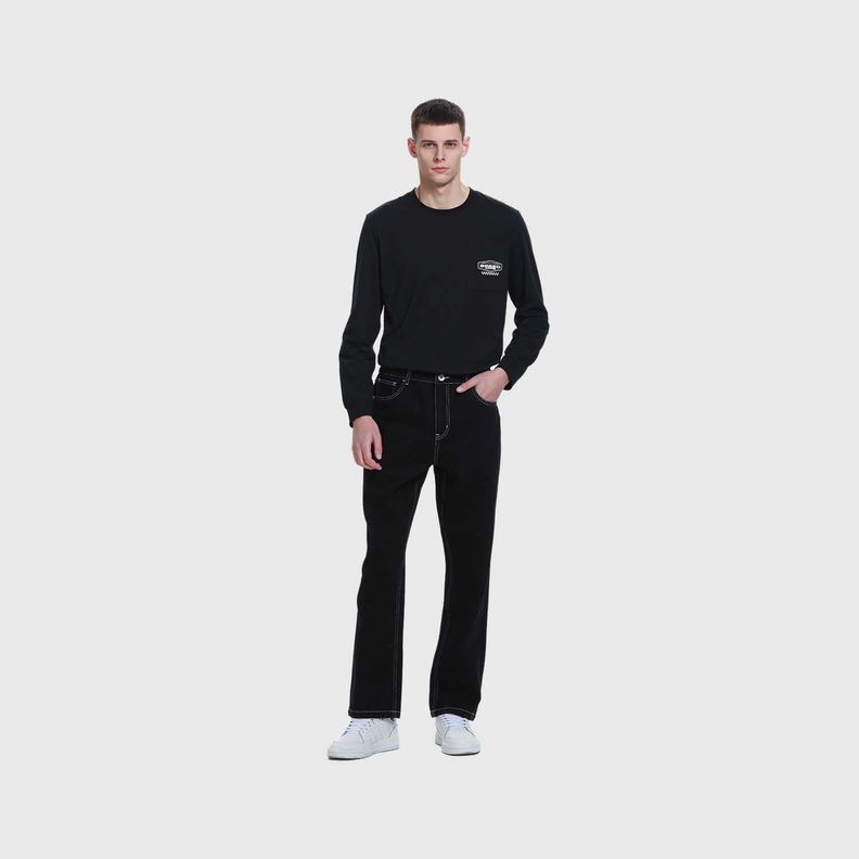 Jeans Hombre Wide Leg Costura Negro-3