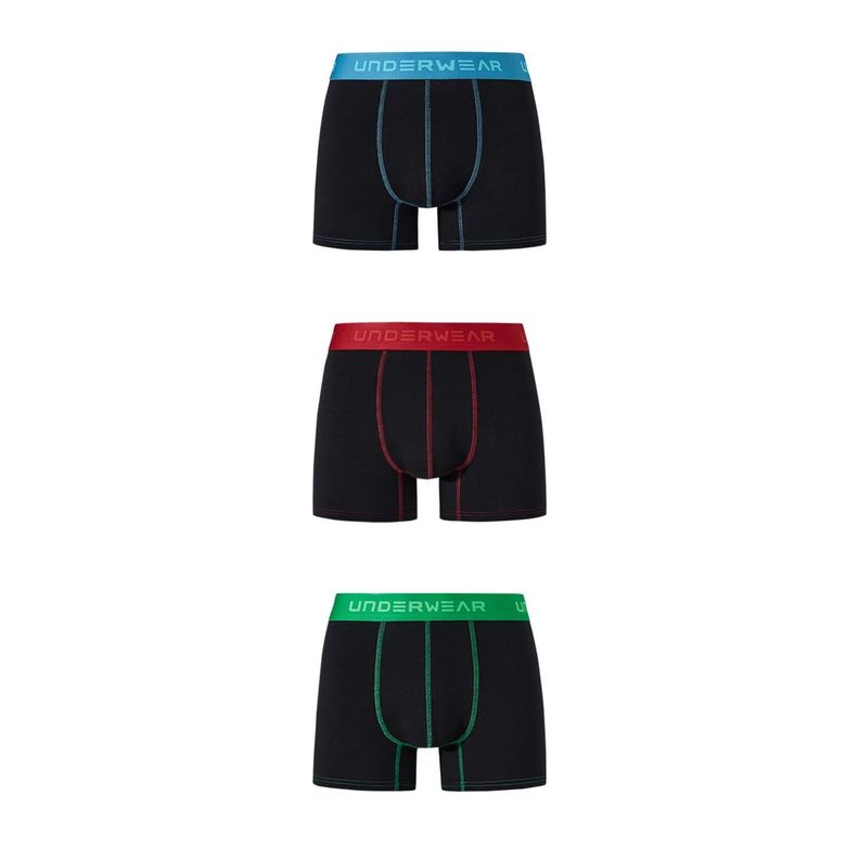 Boxer Hombre Tripack Largo Negro-0