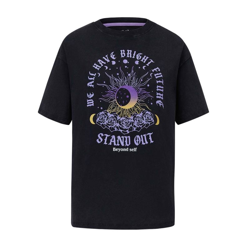 Polera Niña Oversize Larga Negro Fashion's Park-0
