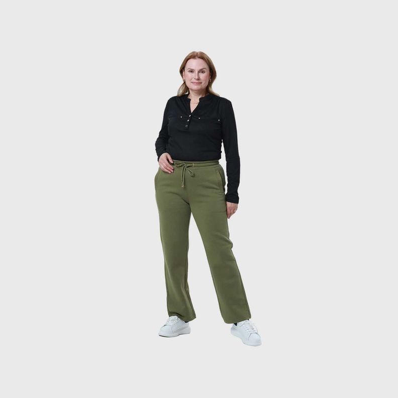 Pantalón Buzo Mujer Con Cordón Y Bolsillo Verde Olivo-3