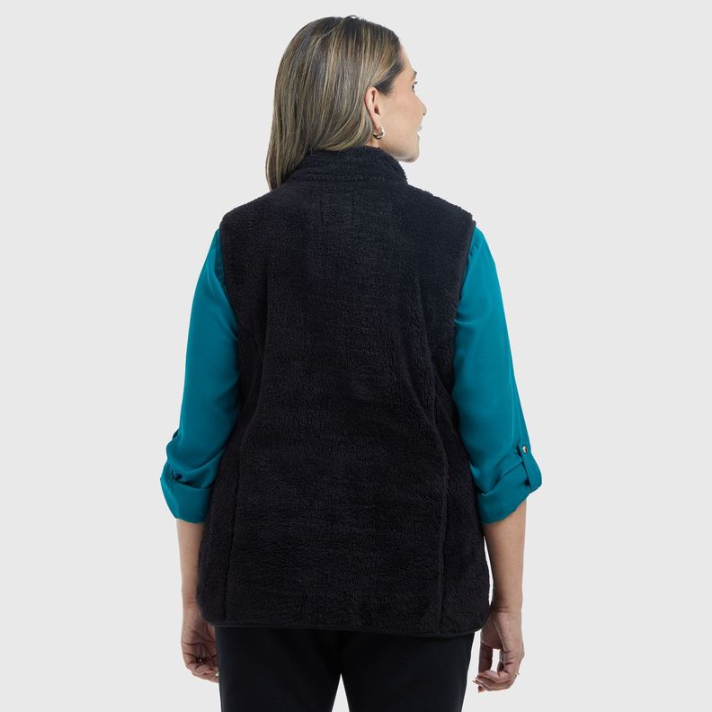 Polar Peludo Estilo Montgomery Negro Mujer-2
