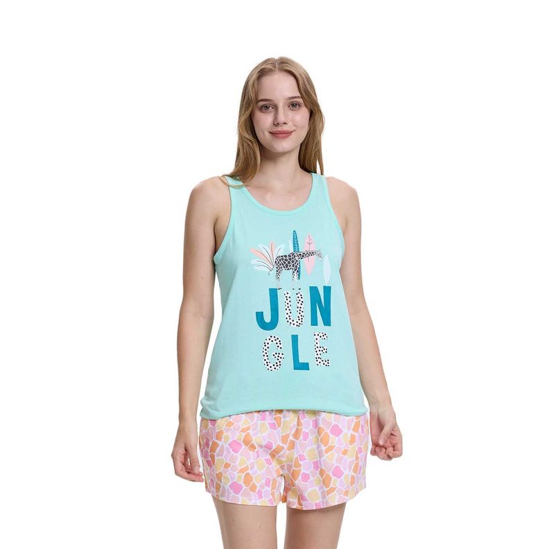 Pijama Mujer Print Juvenil Turquesa Fashion's Park-0