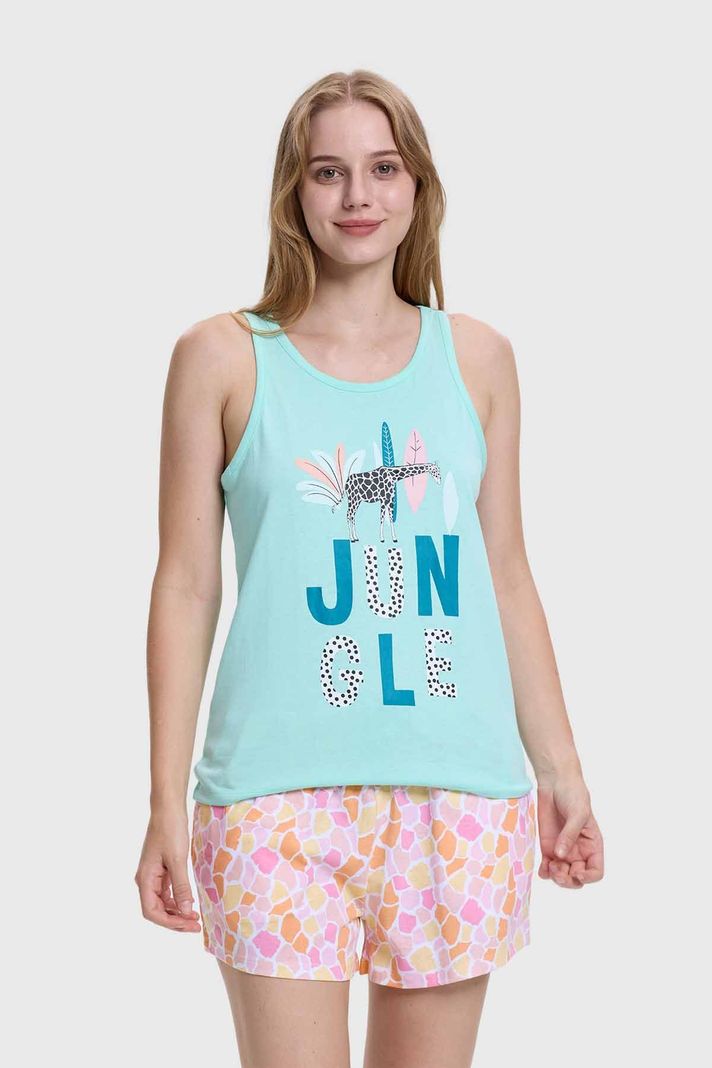 Pijama Mujer Print Juvenil Turquesa Fashion's Park-1